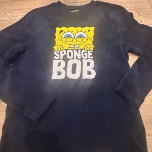 Sponge Bob SquarePants Sweatshirt Sweater M Navy Fleece Cozy Pullover Bold Soft